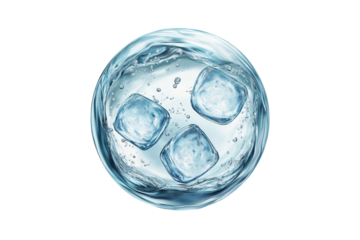 Molecules inside bubbles on blue background Collagen serum bubble	
