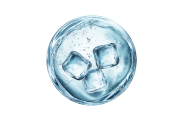Molecules inside bubbles on blue background Collagen serum bubble	
