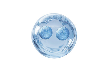 Molecules inside bubbles on blue background Collagen serum bubble	
