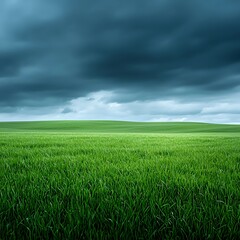 Obraz premium Dark Clouds Over Lush Green Field