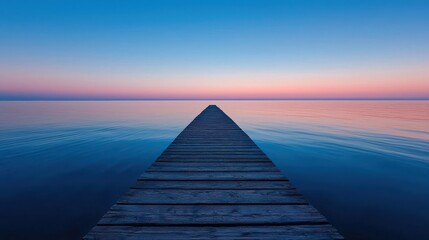 Fototapeta premium Tranquil Pier at Sunset Over Calm Waters