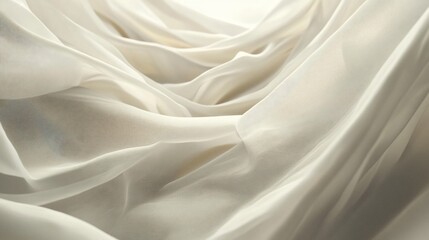 Obraz premium Elegant flowing cream colored fabric folds creating abstract wavy textures