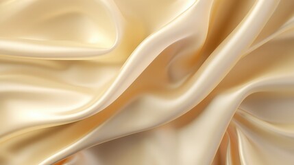 Fototapeta premium Elegant Smooth Silk Fabric in Soft Golden Hue, Beautifully Draped Creating a Luxurious and Opulent Texture for Various Design Uses