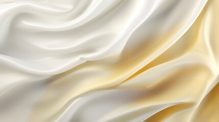 Obraz premium Elegant Silk Fabric with Smooth Texture Creating Wave Patterns in Soft White and Cream Tones for Background or Textile Design Use