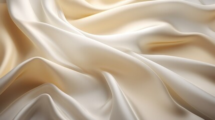 Fototapeta premium Elegant Silk Fabric with Smooth Texture and Soft Waves in a Beautiful Cream Color for Styling, Fashion, and Interior Design Projects