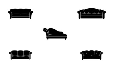 Sofa silhouette set in black and white