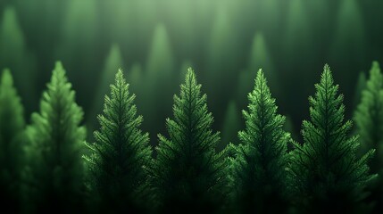 Obraz premium Dark Green Forest with Sunlight