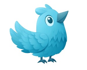 Fototapeta premium Sleek Twitter Bird Icon in Vibrant Sky Blue