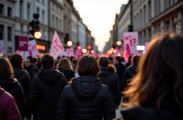 Protesters in central London at the "Rise Up, a Million Women" rally protesting violence against women.