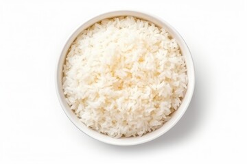 Rice white food white background.