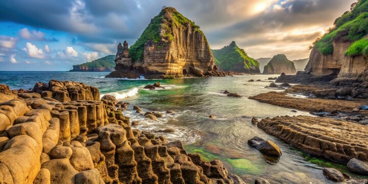 Tanjung Papuma's minimalist coral cliffs: Jember's stunning beach textures.