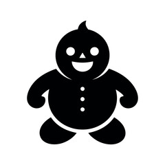 Simple black and white gingerbread man icon.