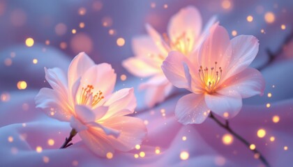 Ethereal glow of pink cherry blossoms in soft focus