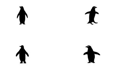 Penguin silhouette set in black and white