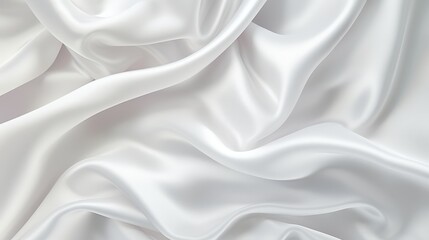 Obraz premium Close-Up of Crumpled Pure White Silk Fabric Showcasing Smooth Texture and Elegant Drapery, Perfect for Textile and Fashion Design Contexts