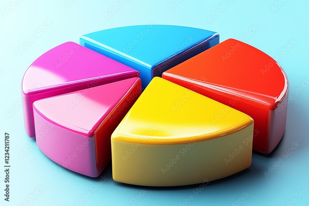 Poster colorful geometric shapes arranged in a circular fashion on a blue background showcasing vibrant des