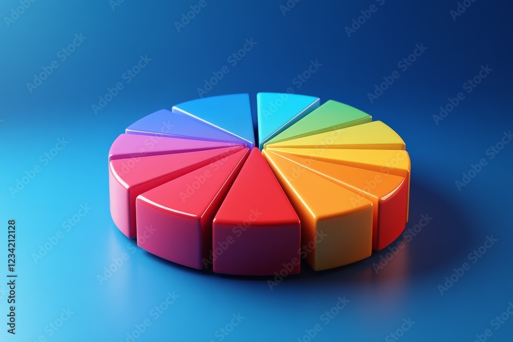 Aufkleber colorful geometrical shapes arranged in a circular pattern against a blue backdrop