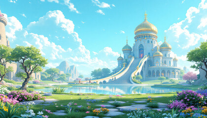 Serene Palace Gardens Enchanting Landscape