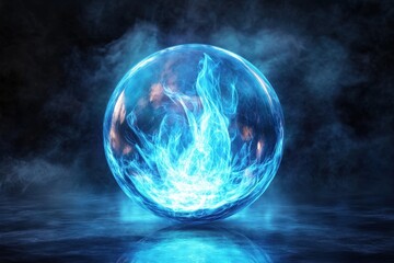 Blue Energy Sphere with Internal Flames