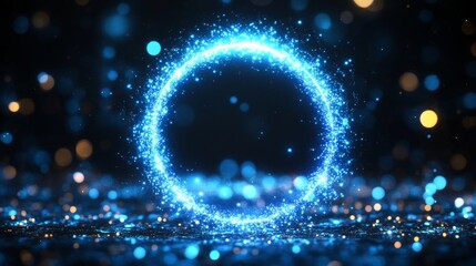 Obraz premium Glowing Futuristic Blue Circle, Technology Abstract Background, Digital Innovation Concept.
