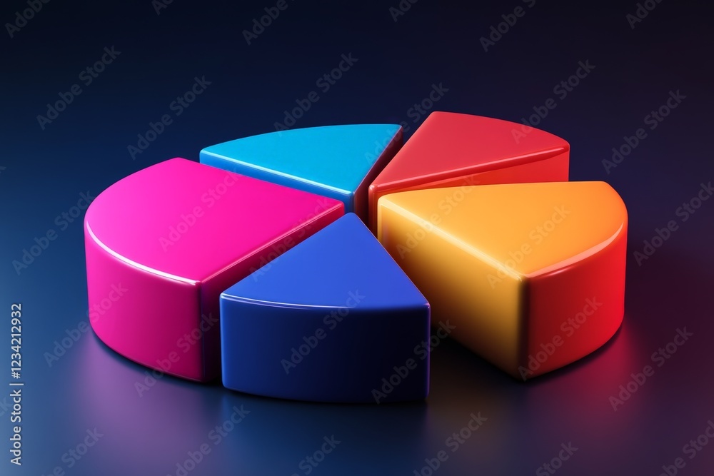 Poster Colorful geometric shapes arranged in a circular pattern on a dark background creating an abstract design