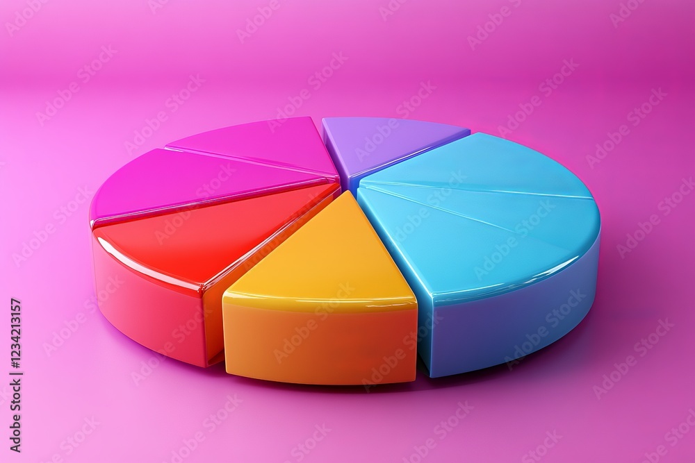 Aufkleber Colorful pie chart representation on a bright pink background with distinct segments and a modern design