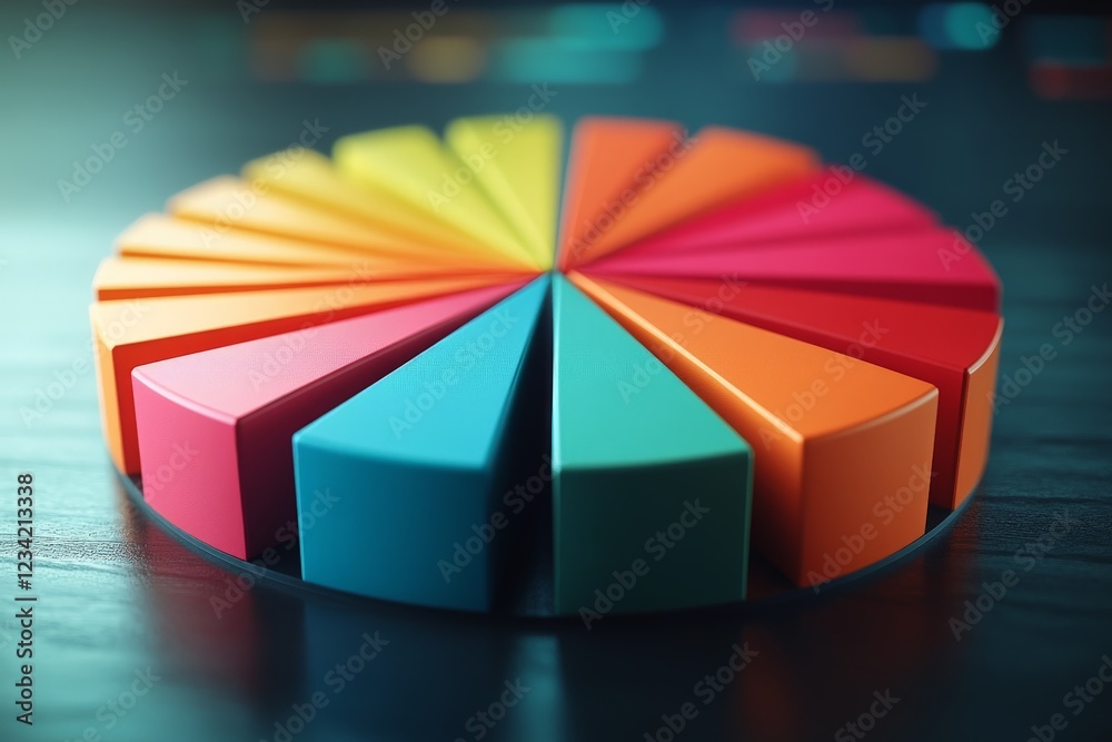 Aufkleber colorful geometric shapes arranged in a circular pattern on a dark surface
