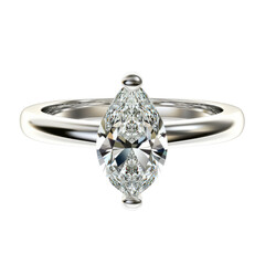 Classic Solitaire Engagement Ring with a Pear-Cut Diamond Isolated on Transparent or blank Background, PNG