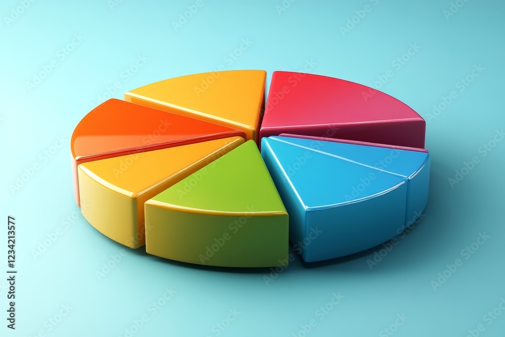Aufkleber colorful pie chart representing data distribution on a light blue background