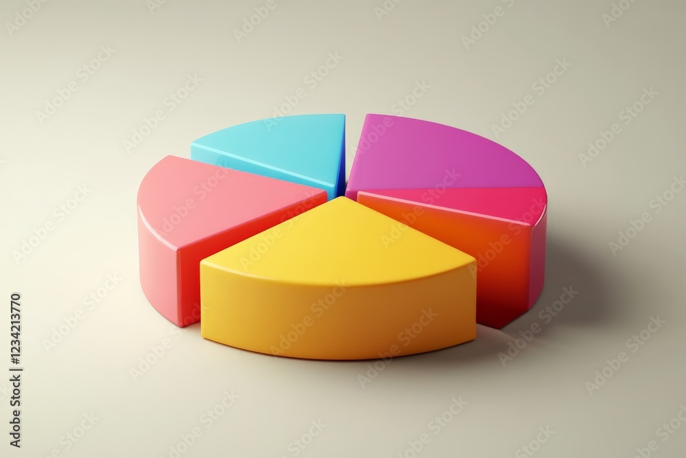 Fototapete colorful pie chart segments arranged on a neutral background showcasing data representation concept