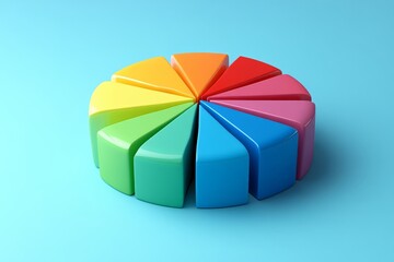 Obraz premium Colorful geometric shapes arranged in a circular design on a blue background