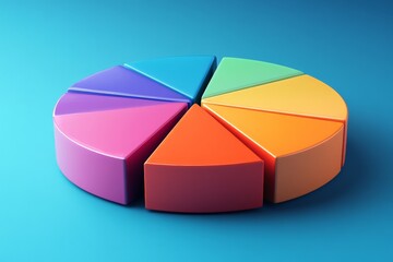 Obraz premium Colorful geometric pie chart representation arranged on a vibrant blue background