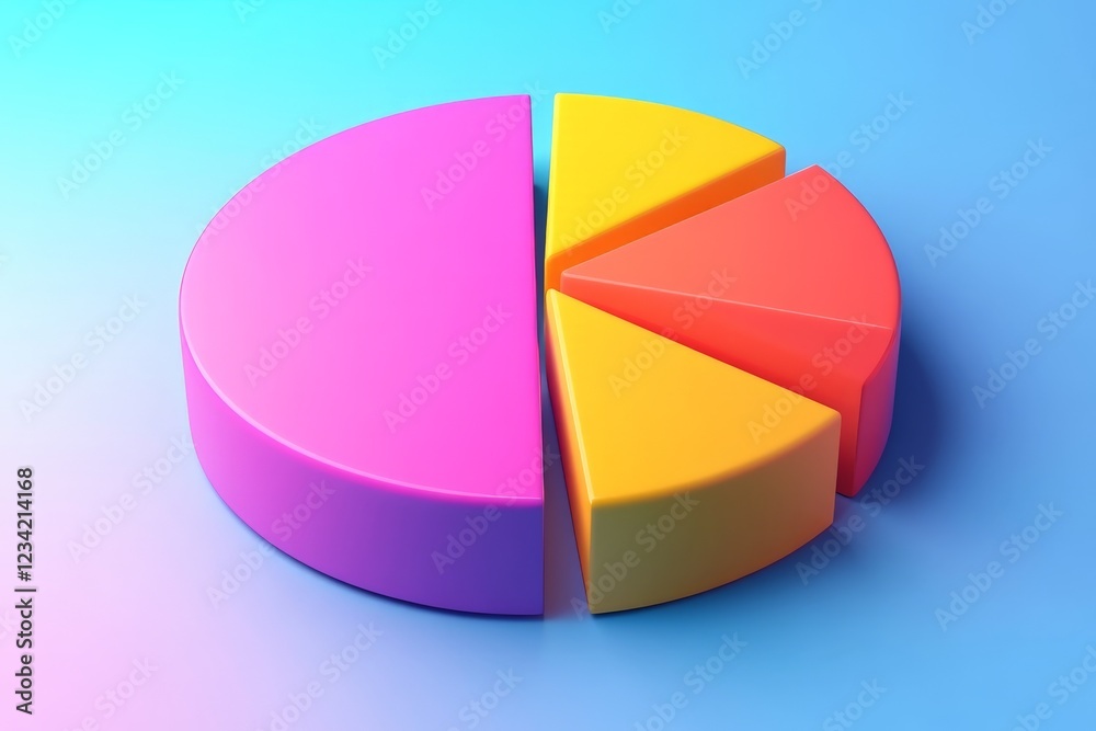 Poster Colorful pie chart design on a gradient background illustrating data distribution and analysis concepts