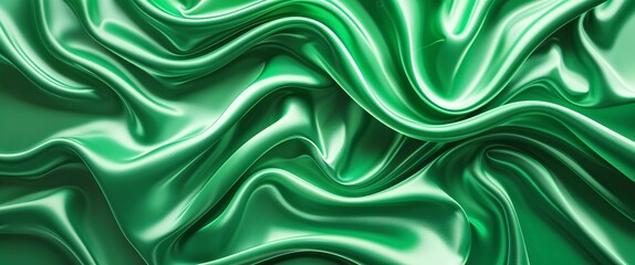 Obraz premium Green silky glowing color background