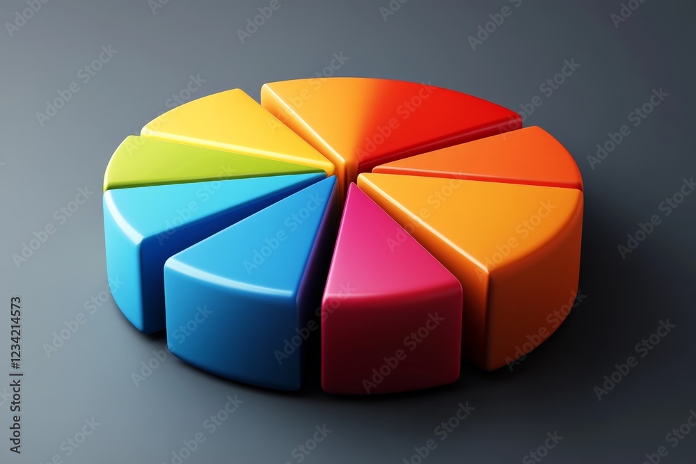 Leinwandbilder Colorful pie chart displaying various segments for data representation on a dark surface