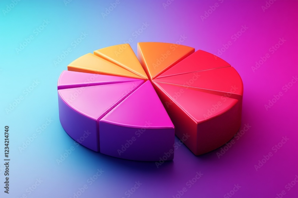 Aufkleber Colorful pie chart representing data segments in a modern design with gradient background