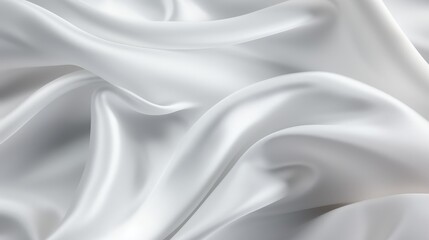 Obraz premium Soft White Silk Fabric with Smooth Texture and Elegant Drapes Ideal for Backgrounds, Textiles, and Creative Design Projects