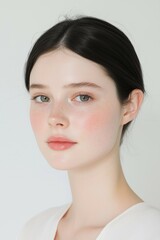 Fresh and Radiant Natural Beauty with Freckles and Glowing Skin