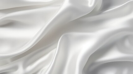 Obraz premium Luxurious White Silk Fabric with Soft Smooth Texture Flowing Elegantly in Waves for Backgrounds and Textile Design