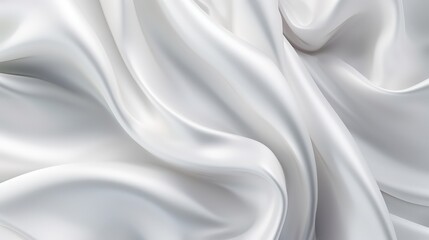 Obraz premium Elegant White Silk Fabric with Soft Texture, Ideal for Backgrounds, Fashion Designs, and Creative Projects
