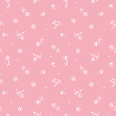 seamless pattern of floral elements, hand-drawn