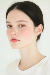 Fresh and Radiant Natural Beauty with Freckles and Glowing Skin