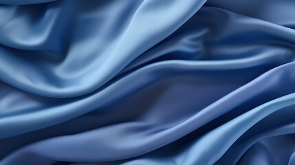 Obraz premium Detailed Close-Up Shot of Smooth Indigo Fabric Texture Showcasing Soft Waves and Elegant Drapery for Textile and Fashion Applications