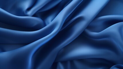 Fototapeta premium Close-Up Detailed Shot of Smooth Indigo Fabric Draped Elegantly, Highlighting Textures and Rich Color Variations for Textile Inspiration