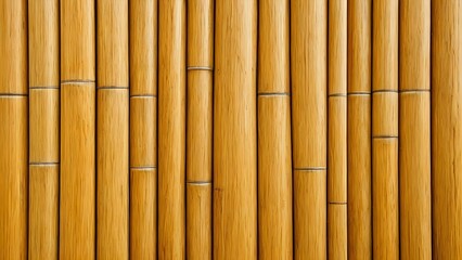 Fototapeta premium Seamless texture of golden brown bamboo poles arranged vertically, creating a natural and elegant background. Ideal for design projects requiring a warm, organic feel.