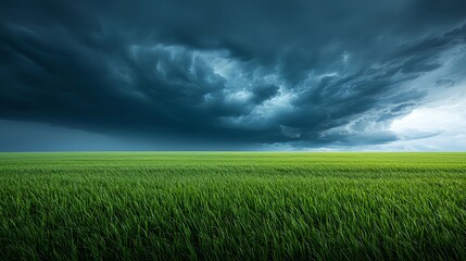 Fototapeta premium Dark Storm Clouds Over Lush Green Field