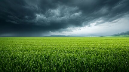 Obraz premium Dark Storm Clouds Over Lush Green Field