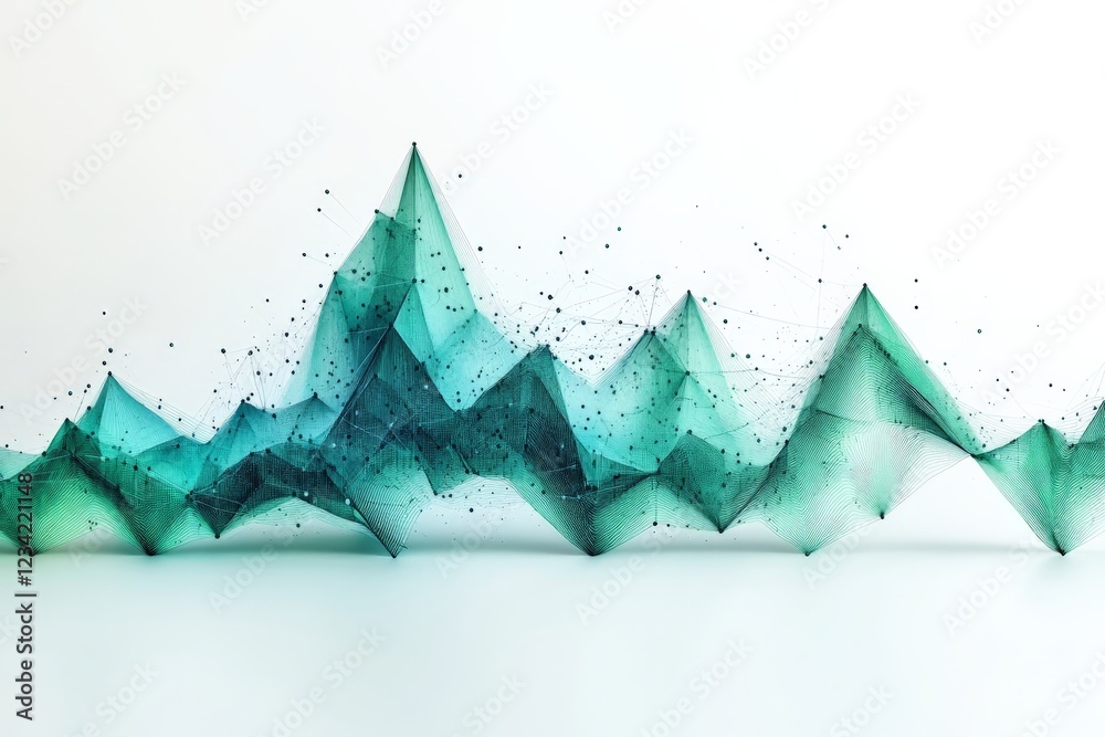 Aufkleber Abstract digital waves represent data trends in a modern design with teal colors and geometric patterns