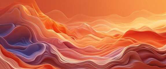 Obraz premium Orange rough misty gradient glowing background with smooth silky wavy texture 