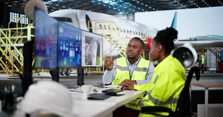 Aircraft Repair Technician Checking Aircraft Engine